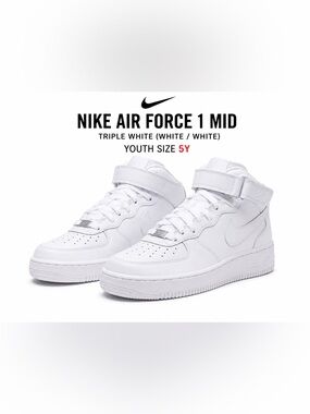 Nike Mid Air Force 1 5Y Triple Whitr